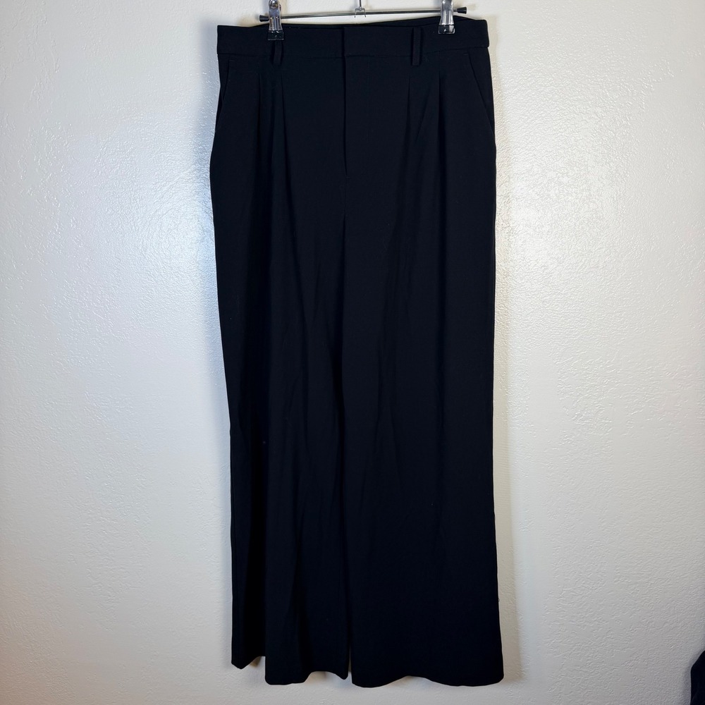 Loft Womens 6 Versa Black Wide Leg Pleated Trousers High Rise Capsule Corporate